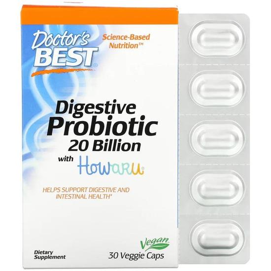 Doctor's Best Digestive Probiotic 20 Billion CFU Vegicaps 30 Vegicaps