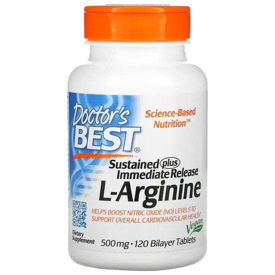 Doctor's Best L-Arginine Sustained + Immediate Release 500mg Tablets 120 Tablets