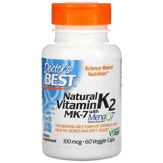 Doctor's Best Natural Vitamin K2 MK7 With MenaQ7 100mcg Vegicaps 60 Vegicaps