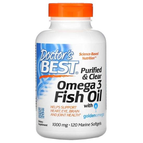 Doctor's Best Purified & Clear Omega 3 Fish Oil 1000mg Marine Softgels 120 Softgels