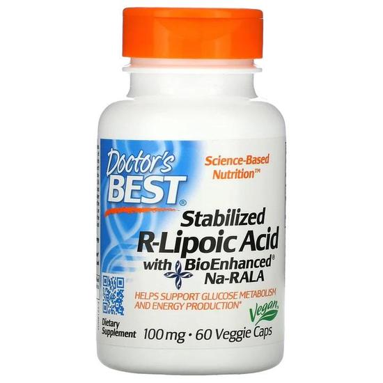 Doctor's Best Stabilised R-Lipoic Acid With BioEnhanced Na-RALA 100mg Vegicaps 60 Vegicaps