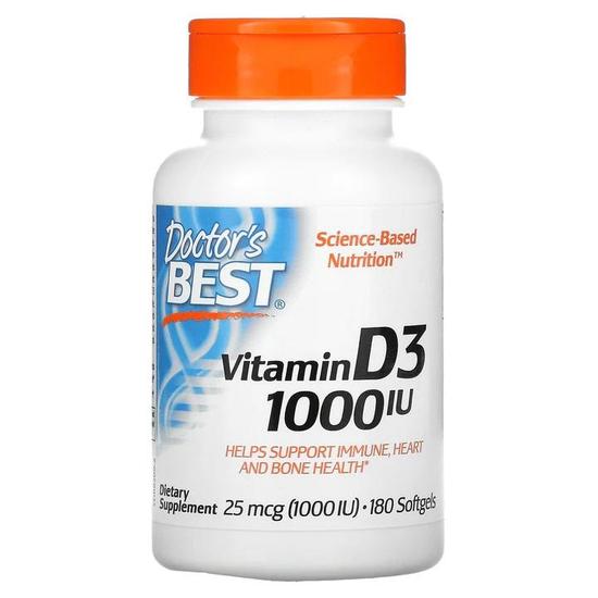 Doctor's Best Vitamin D3 1000iu Softgels 180 Softgels