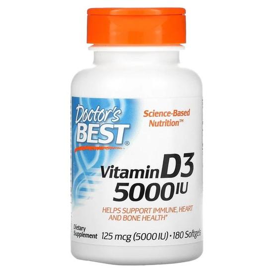 Doctor's Best Vitamin D3 5000iu Softgels 180 Softgels