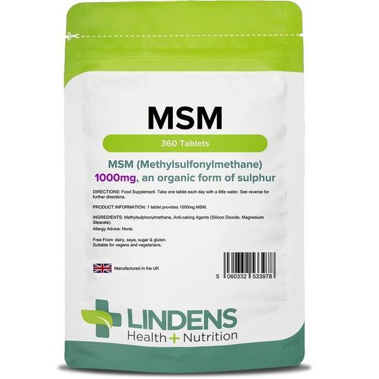 Lindens MSM Methylsulfonylmethane 1000mg Tablets 360 Tablets