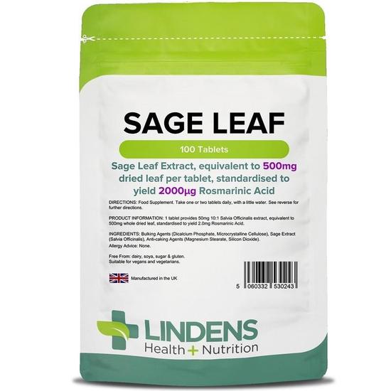 Lindens Sage Leaf 500mg Tablets 100 Tablets