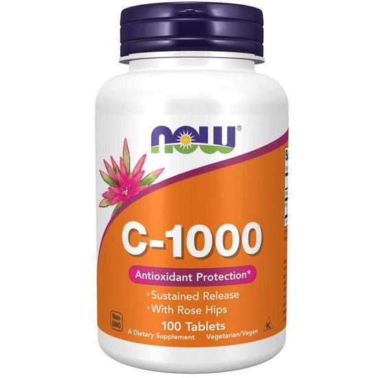 NOW Foods Vitamin C-1000 With Rose Hips Sustained Release Tablets 100 Tablets