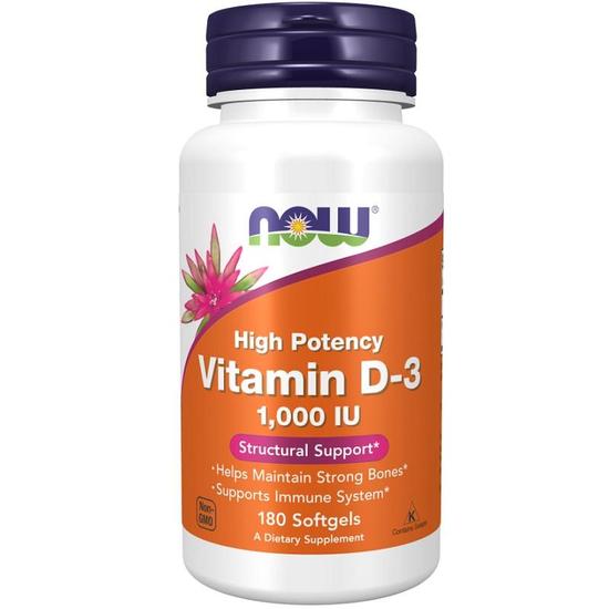 NOW Foods Vitamin D-3 1000iu Softgels 180 Softgels