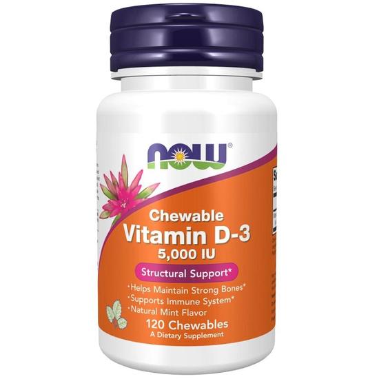 NOW Foods Vitamin D-3 5000iu Chewables 120 Chewables