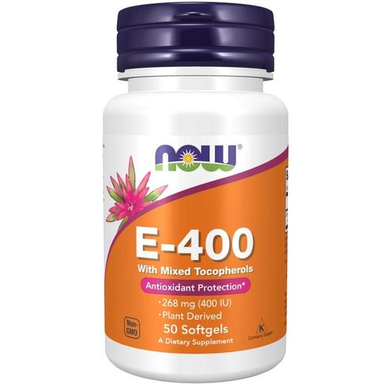 NOW Foods Vitamin E-400 Natural Mixed Tocopherols Softgels 50 Softgels