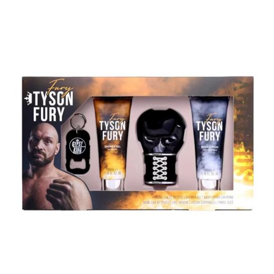 Tyson Fury Eau De Toilette Men's Aftershave Gift Set Spray 100ml With 100ml Shower Gel + 100ml Body Lotion + Keyring