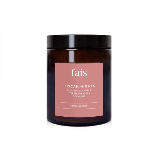 Fais Tuscan Nights Scented Soy Candle Cypress + Orange + Geranium
