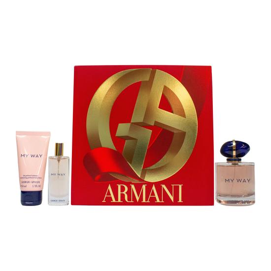 Giorgio Armani My Way Gift Set 90ml Eau De Parfum + 15ml Eau De Parfum + 50ml Body Lotion
