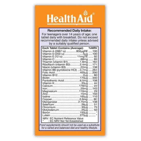 Health Aid TeenVital Tablets 30 Tablets