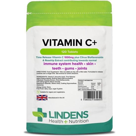 Lindens Vitamin C+ 1000mg Time Release 120 Tablets