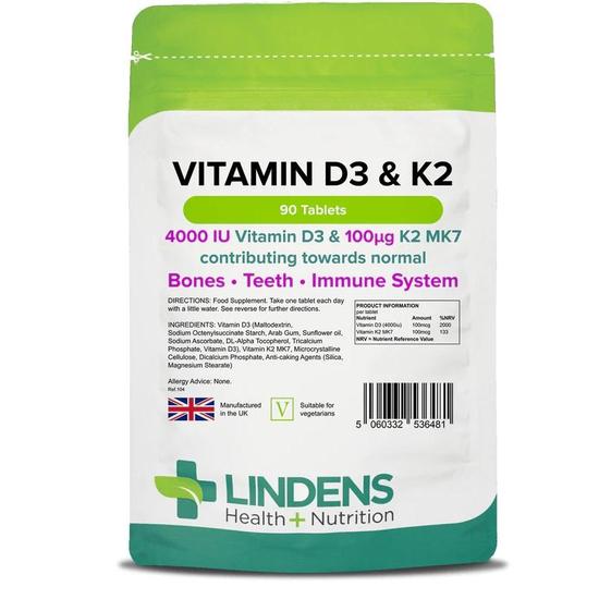 Lindens Vitamin D3 & K2 Tablets 90 Tablets