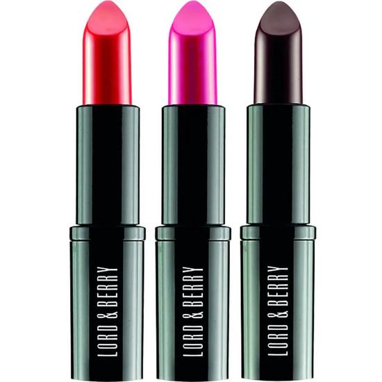 Lord & Berry Vogue Matte Lipstick Kit Black/Red, Fuschia, Red
