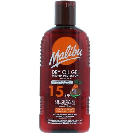 Malibu SPF 15 Dry Oil Gel Medium Protection Water Resistant 200ml