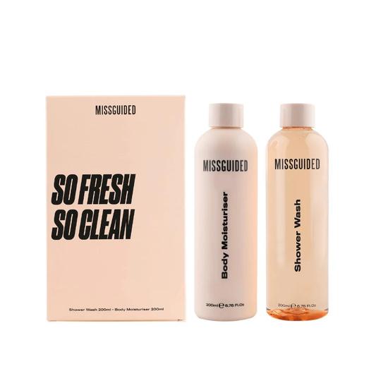 Missguided So Fresh So Clean Bath & Body Gift Set Shower Gel 200ml + Body Moisturiser 200ml