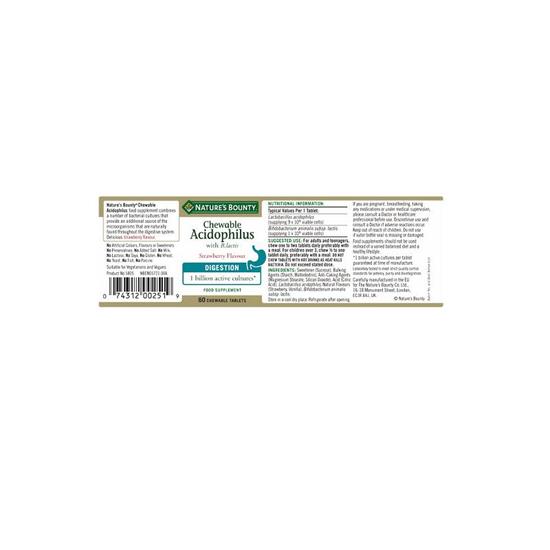 Nature's Bounty Acidophilus With B.lactis Chewable Tablets 60 Tablets