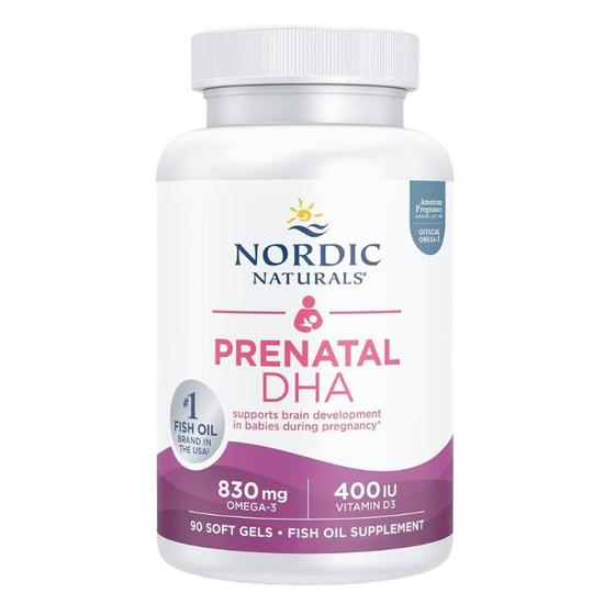 Nordic Naturals Prenatal DHA 830mg Omega-3 + 400iu D3 Unflavored Softgels 90 Softgels