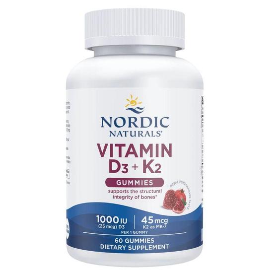 Nordic Naturals Vitamin D3+K2 Pomegranate Gummies 60 Gummies