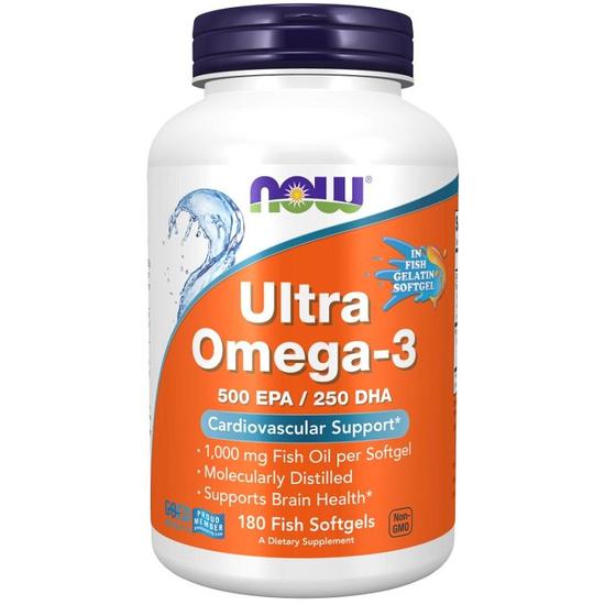 NOW Foods Ultra Omega-3 Fish-Gelatin Softgels 180 Softgels