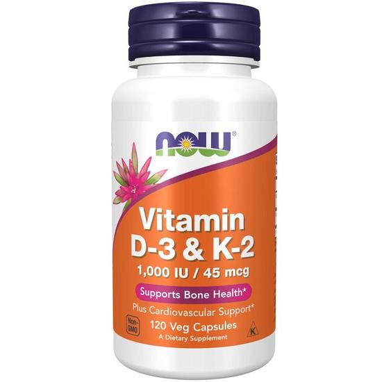 NOW Foods Vitamin D-3 & K-2 Capsules 120 Capsules