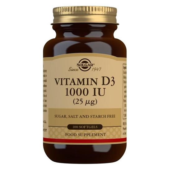 Solgar Vitamin D3 25ug 1000iu Softgels 100 Softgels