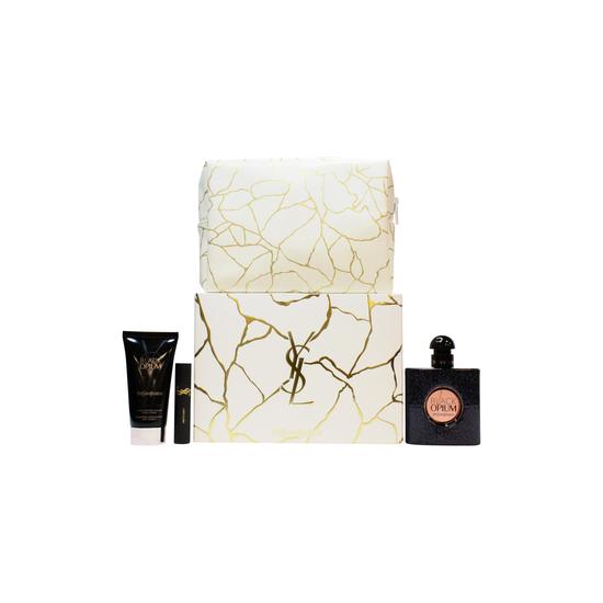 Yves Saint Laurent Black Opium Gift Set 50ml Eau De Parfum + 50ml Body Lotion + Mini Mascara + Toiletry Bag