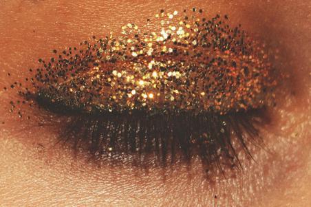 Close up of glitter eye makeup