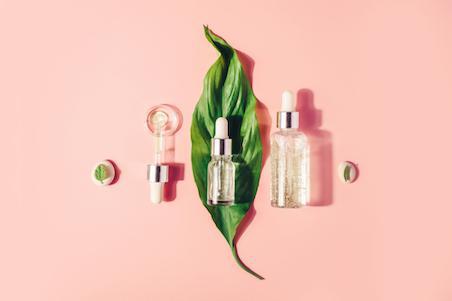 gentle chemical exfoliating serum on leaves