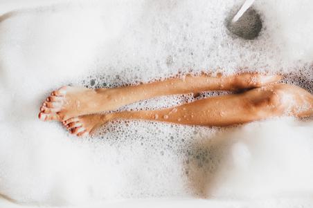 Legs in a bubble bath