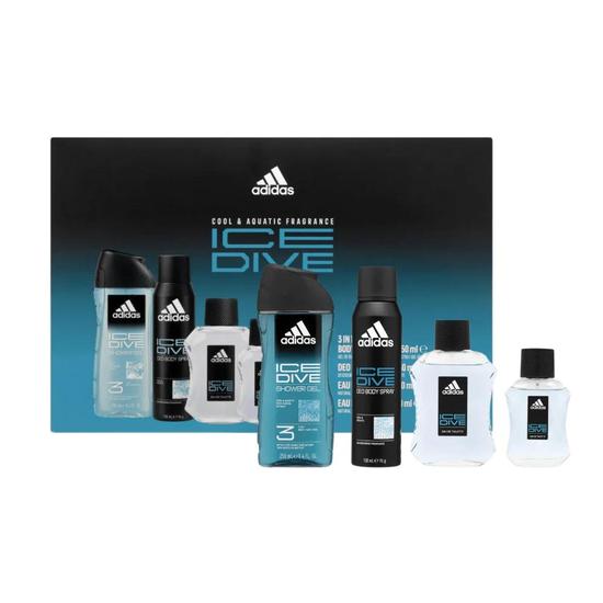Adidas Ice Dive Eau De Toilette Men's Aftershave Gift Set 4 Piece