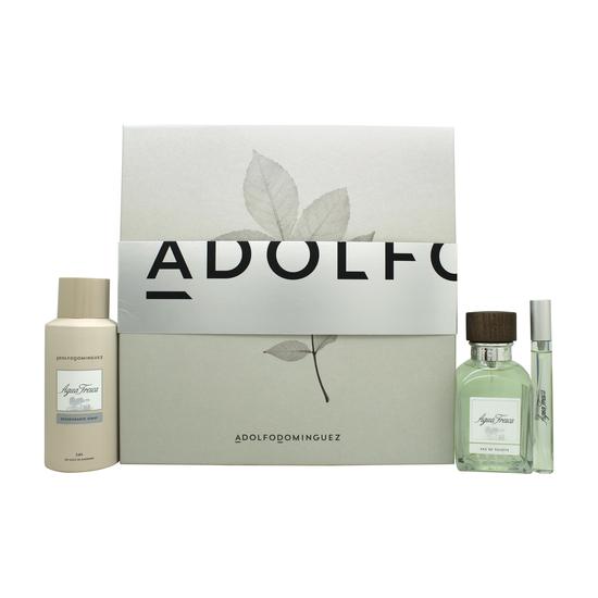Adolfo Dominguez Agua Fresca Gift Set 120ml Eau De Toilette + 150ml Deodorant Spray + 10ml Eau De Toilette