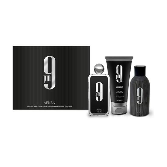 Afnan 9PM Eau De Parfum Gift Set 100ml EDP + 150ml Shower Gel + 150ml Deodorant Spray