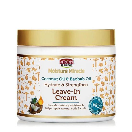 African Pride Moisture Miracle Coconut Oil & Baobab Oil Leave-in Cream 16oz