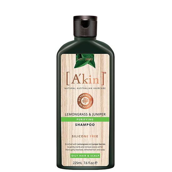 A'kin Hair Care Purifying Lemongrass & Juniper Shampoo: For Oily Hair/Scalp 225ml