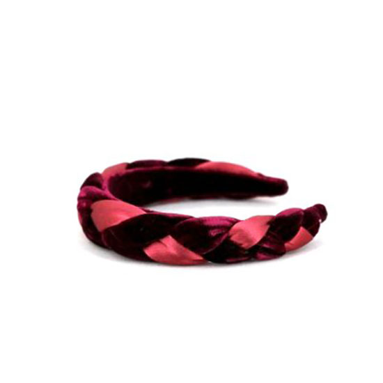 Alexandre de Paris Burgundy Velvet Silk Satin Headband Olympe 30mm