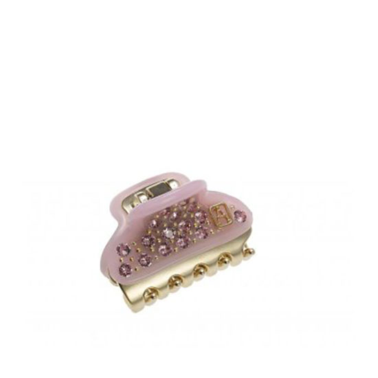 Alexandre de Paris Hair Clip Glossy Vendome Full Strass Pink 3cm