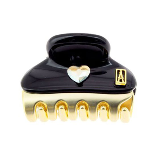 Alexandre de Paris Hair Clip Vendome Coeur Black 3cm