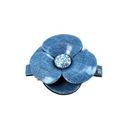 Alexandre de Paris Hair Slide Camelia Denim Blue 6cm