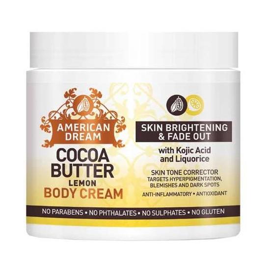 American Dream Cocoa Butter Lemon Body Cream With Kojic Acid & Liquorice 453g