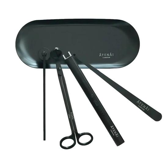 Atenai London Luxury Candle Care Kit Wick Trimmer, Snuffer, Dipper, Tray, & Electric Lighter