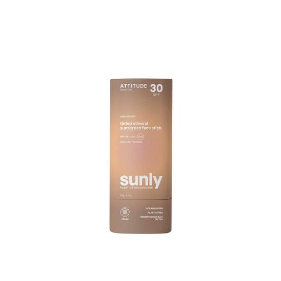 Attitude Sunly Tinted Mineral Sunscreen Face Stick Unscented SPF 30 20g