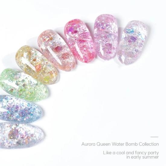 Aurora Queen Premium Glitter Gel Polish Water Bomb 8 Colours AQ.209 - Titan White