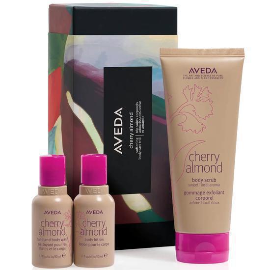 Aveda Cherry Almond Softening Body Care Trio Set Cherry Almond Body Scrub + Body Lotion + Body Wash