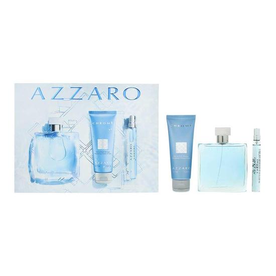 Azzaro Chrome Eau De Toilette 100ml, Eau De Toilette 10ml + Hair & Body Shampoo 75ml Gift Set