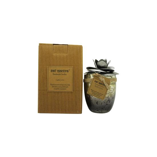 Bali Mantra Camellia Glass Silver Candle