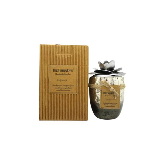 Bali Mantra Camellia Glass Silver Candle