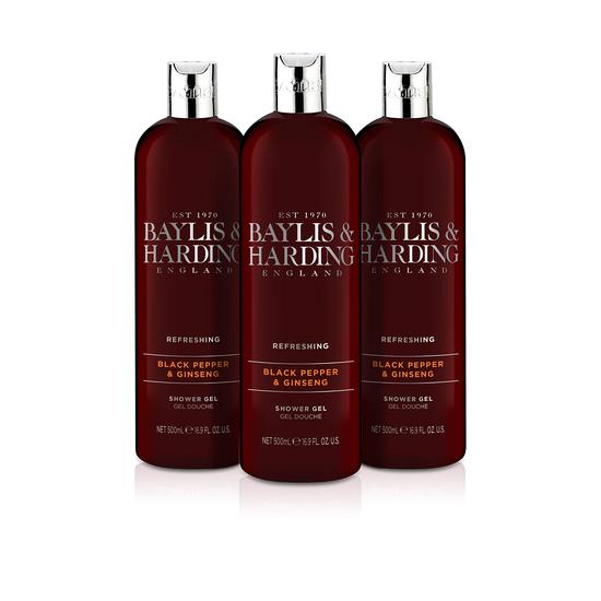 Baylis & Harding Black Pepper Moisturising Shower Gel 3 x 500ml
